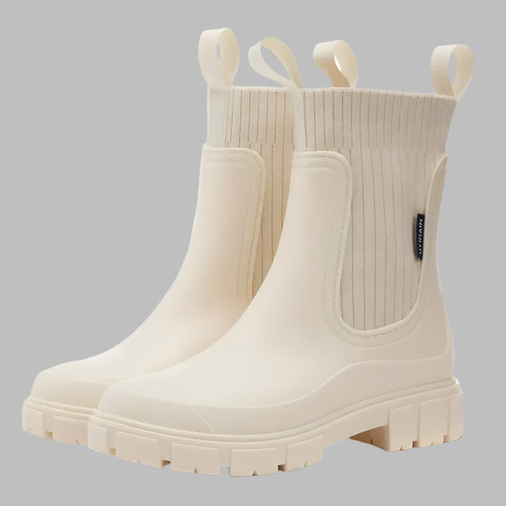 Bottines Chelsea femme imperméables à enfiler – Pluie – Beige