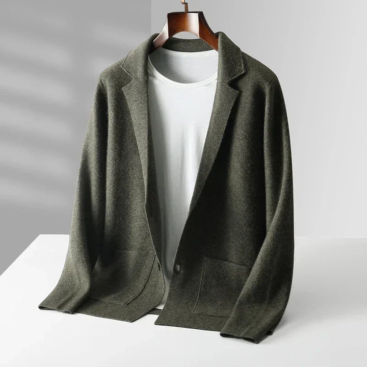 Cardigan boutonné homme raffiné en laine fine – Émile – Vert