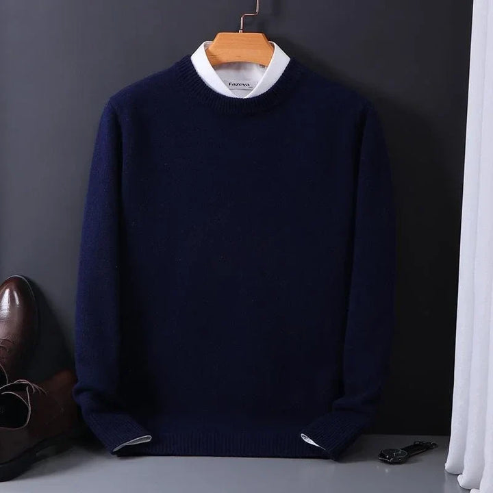 Pull homme de luxe coupe parfaite chaud et léger – Édouard – Bleu marine