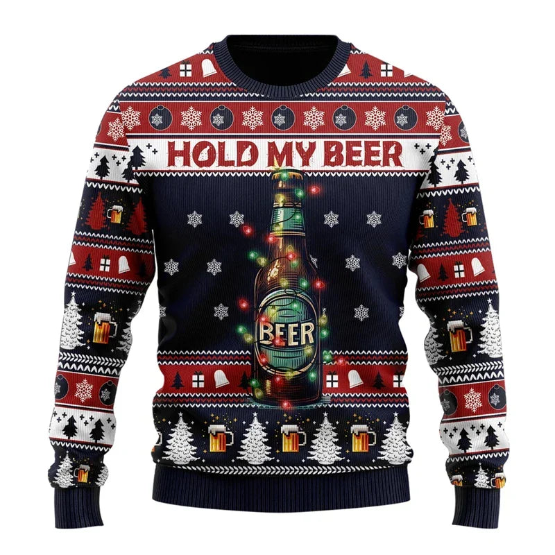 Pull de Noël homme humoristique à motif bière – Karl – Multicolore / motif bière
