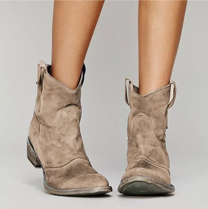 Bottes western femme en daim à talon bas – Roselle – vue 2
