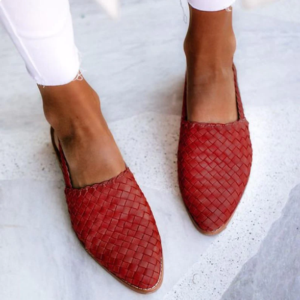 Ballerines slingback femme tressées – Verena – Rouge