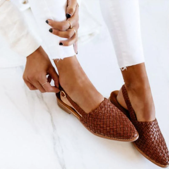 Ballerines slingback femme tressées – Verena – Marron