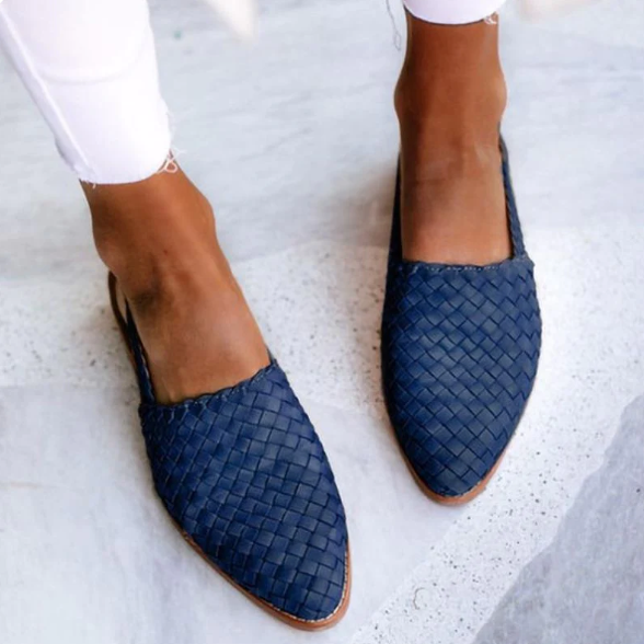 Ballerines slingback femme tressées – Verena – Bleu