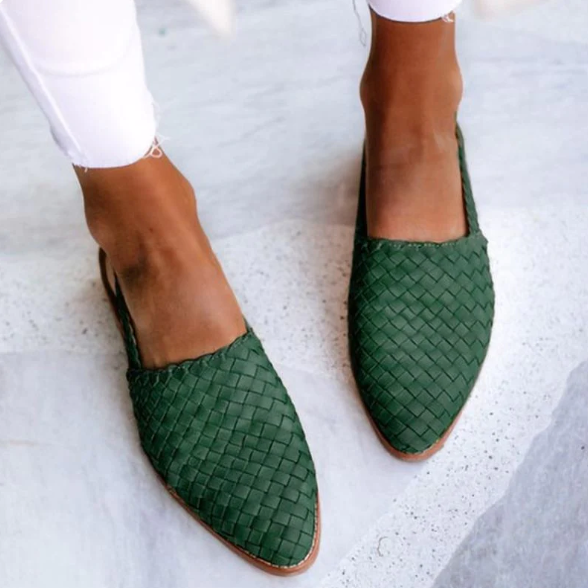 Ballerines slingback femme tressées – Verena – Vert