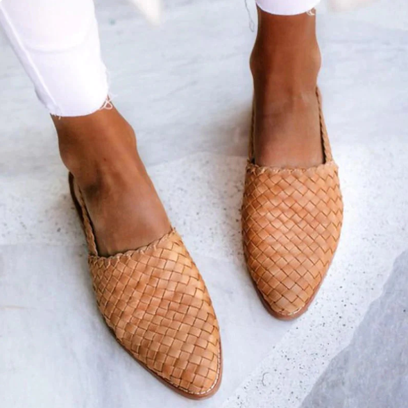 Ballerines slingback femme tressées – Verena – Café