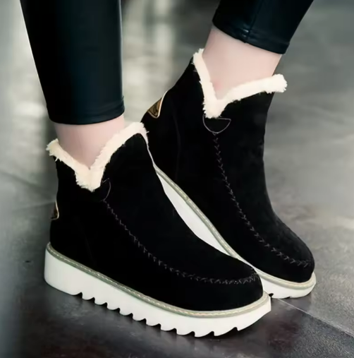 Bottines orthopédiques femme doublées fourrure à enfiler – Tahlia – Noir