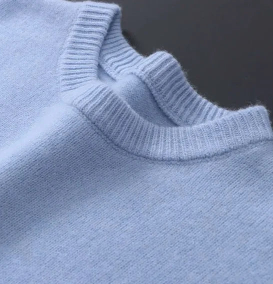 Pull homme chaud en mohair à motif géométrique bleu – Ryan – vue 2