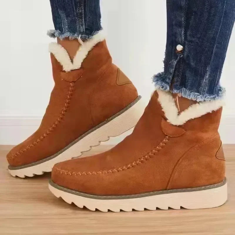 Bottines orthopédiques femme doublées fourrure à enfiler – Tahlia – Marron