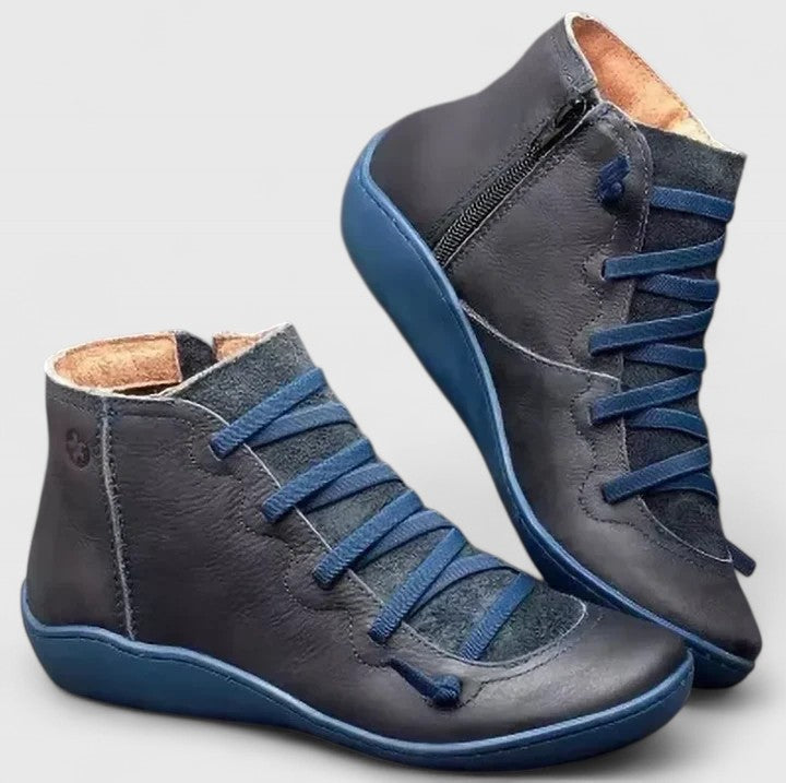 Bottes orthopédiques femme à soutien de la voûte plantaire – Andra – Bleu