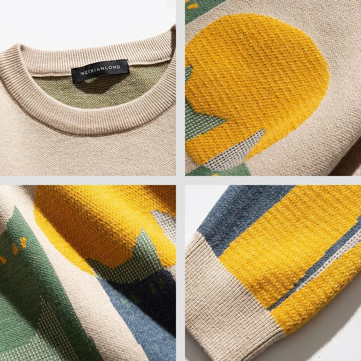 Pull imprimé homme oversize en maille épaisse – Théo – vue 3