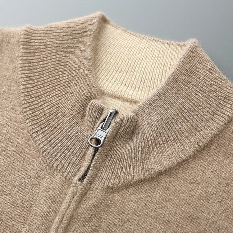 Cardigan zippé homme en maille fine à col côtelé – Théo – vue 13