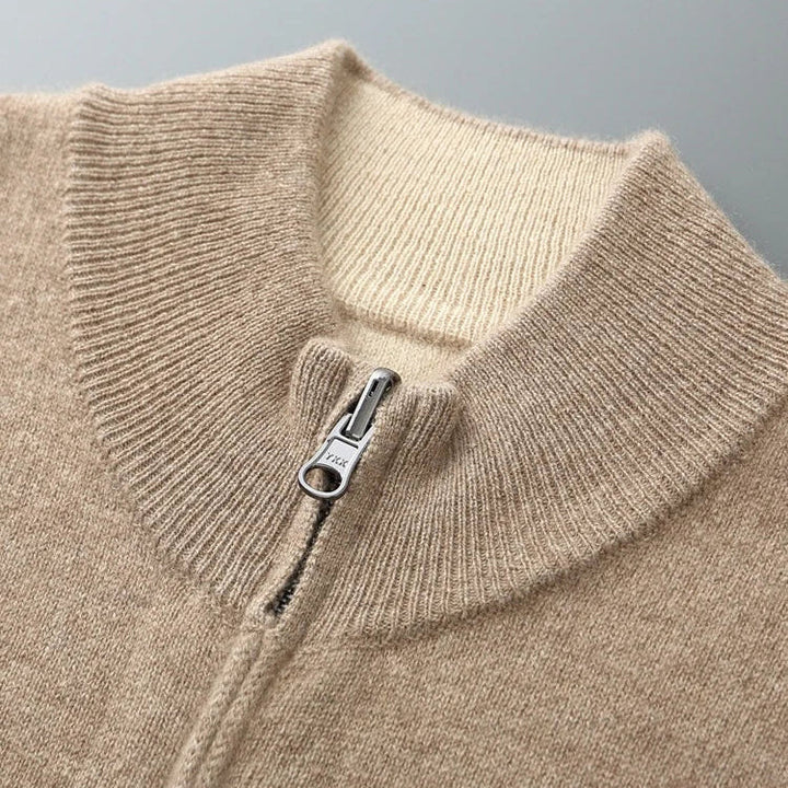 Cardigan zippé homme en maille fine à col côtelé – Théo – vue 13