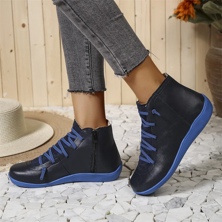 Bottines confort femme à laçage croisé et fermeture éclair – Solène - vue 4