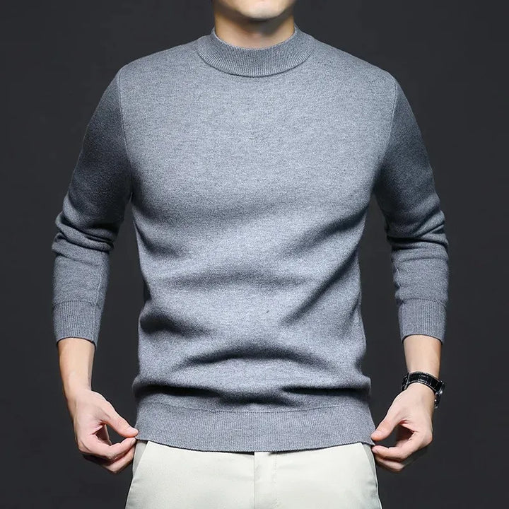 Pull homme en maille de laine à col mi-haut – Antoine - Gris