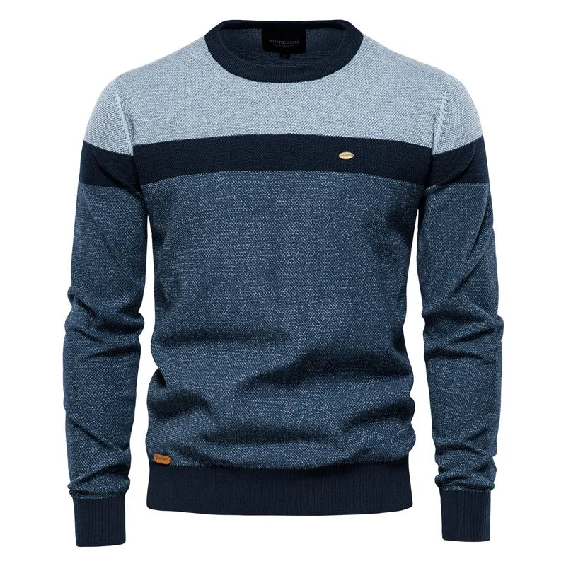 Pull homme classique et élégant en maille douce – Leon – Bleu