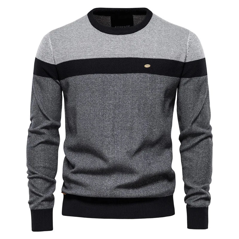 Pull homme classique et élégant en maille douce – Leon – Gris