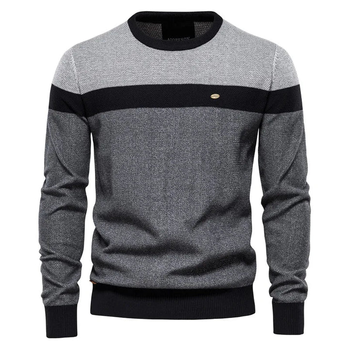 Pull homme classique et élégant en maille douce – Leon – Gris