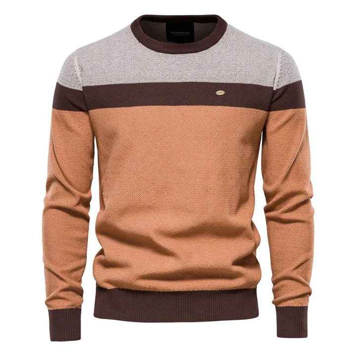 Pull homme classique et élégant en maille douce – Leon – Marron