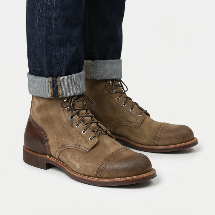 Bottines à lacets vintage à bout renforcé – Treadwell – Kaki