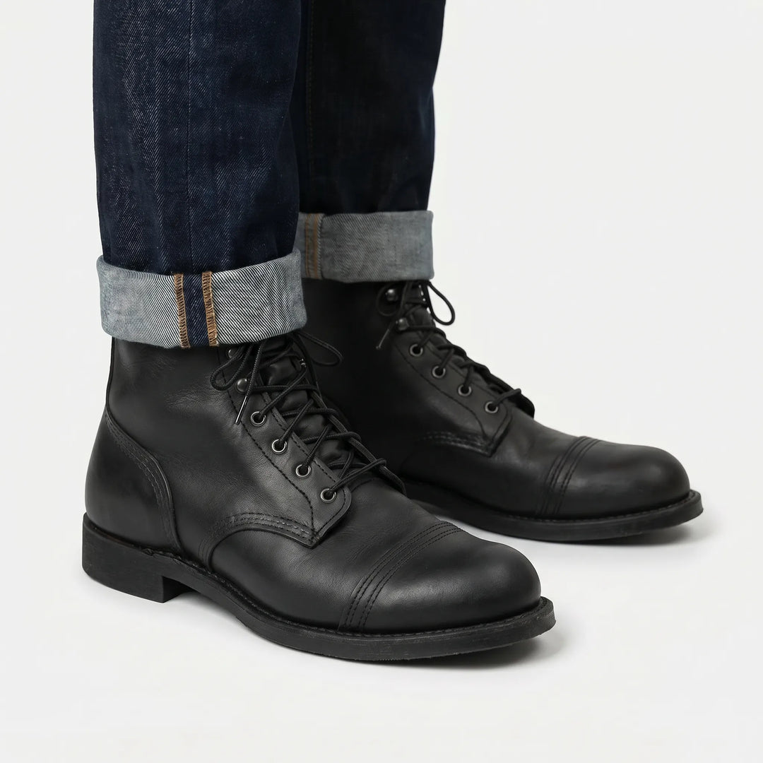 Bottines à lacets vintage à bout renforcé – Treadwell – Noir