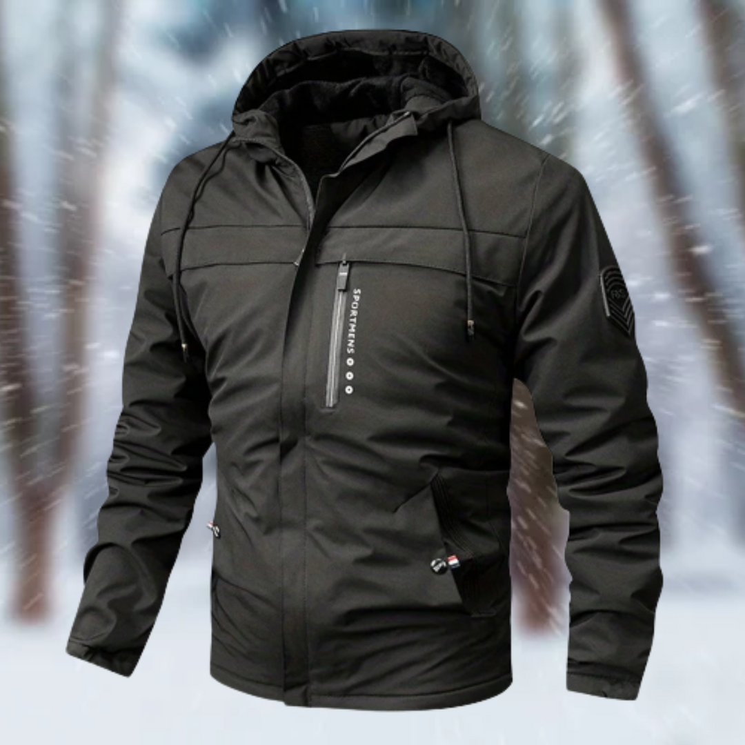 Veste à capuche homme déperlante luxueuse – Hiver – Noir