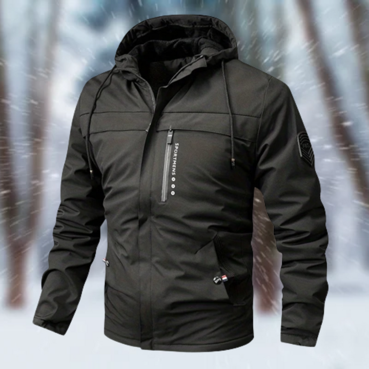 Veste à capuche homme déperlante luxueuse – Hiver – Noir
