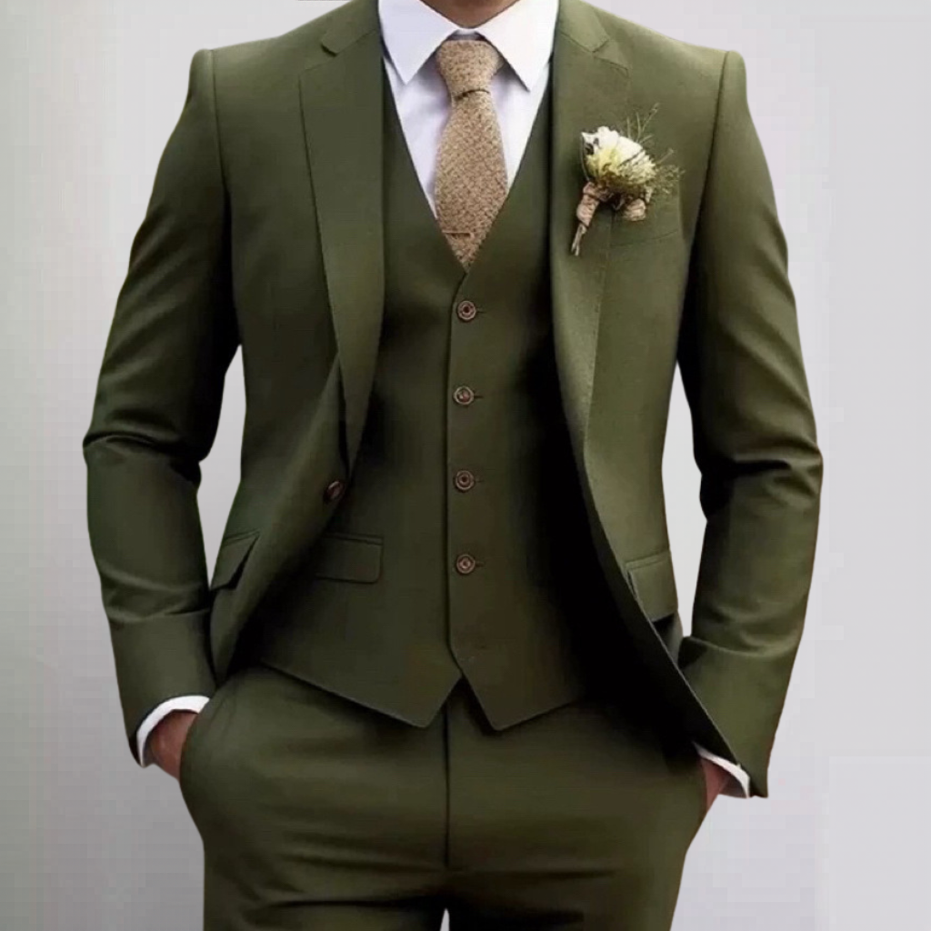 Costume deux pièces homme coupe moderne – Élégance – Vert foncé