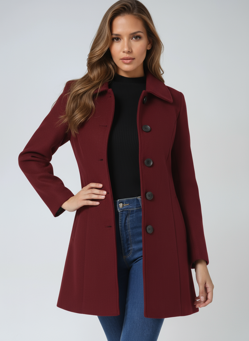 Manteau d'hiver femme à simple boutonnage et col classique – Élise - vue 6