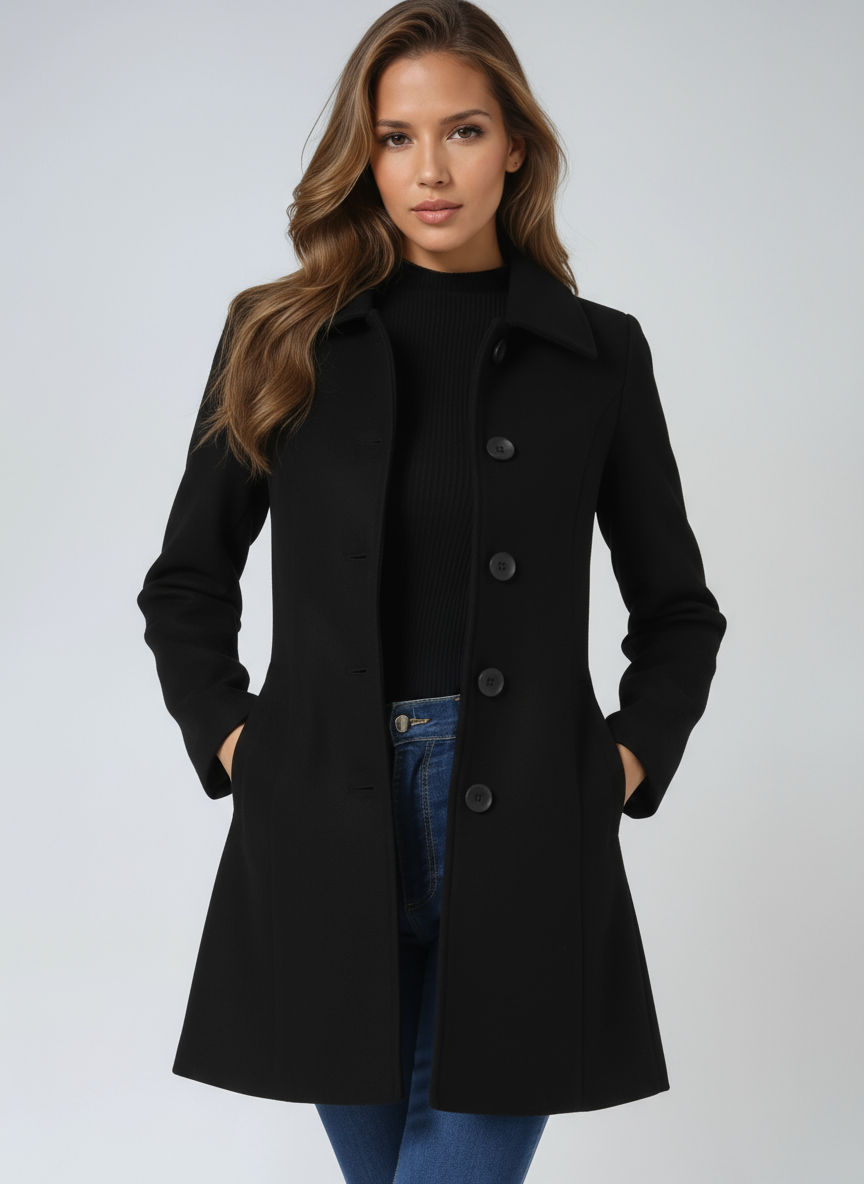 Manteau d'hiver femme à simple boutonnage et col classique – Élise - vue 2