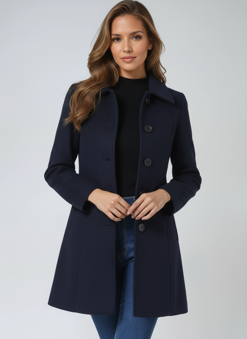 Manteau d'hiver femme à simple boutonnage et col classique – Élise - vue 10