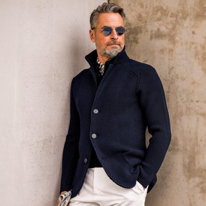 Cardigan homme en maille dense intemporel boutonné – Victor – vue 18