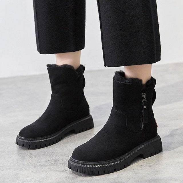 Bottes d'hiver femme imperméables doublées fourrure – Wolf – Noir