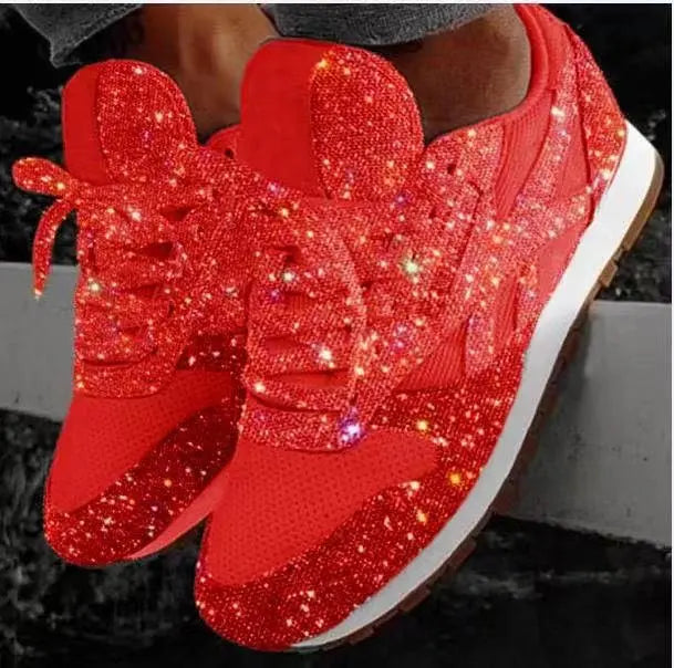 Baskets femme pailletées à sequins – Éclat – Rouge