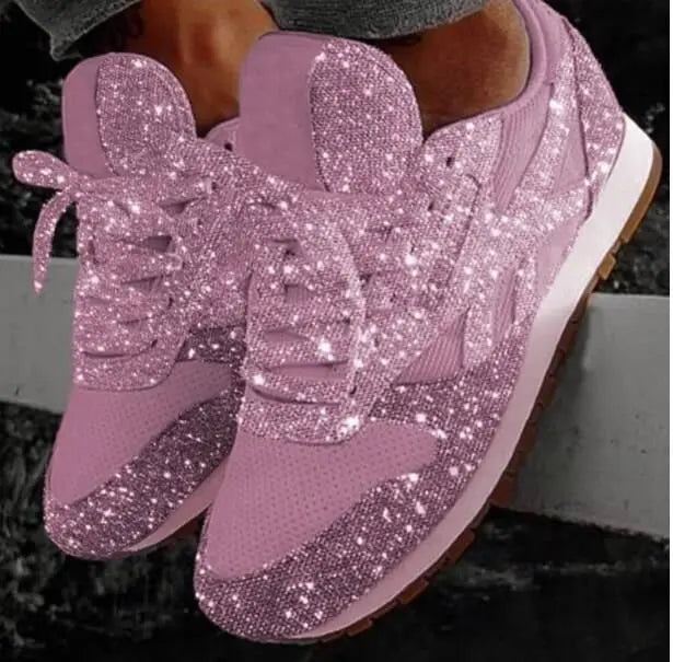 Baskets femme pailletées à sequins – Éclat – Rose