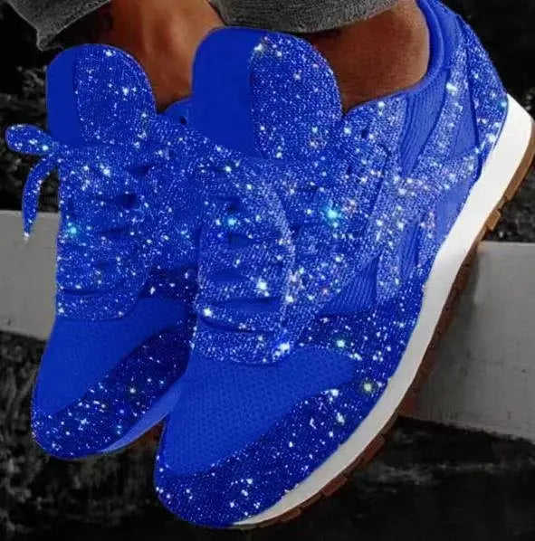 Baskets femme pailletées à sequins – Éclat – Bleu