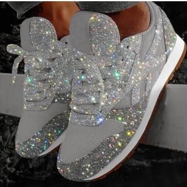 Baskets femme pailletées à sequins – Éclat – Argent