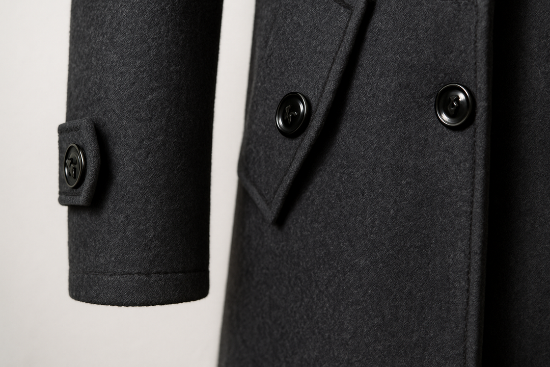 Manteau d'hiver homme long en laine mélangée à couche intérieure zippée – Constantin – vue 8