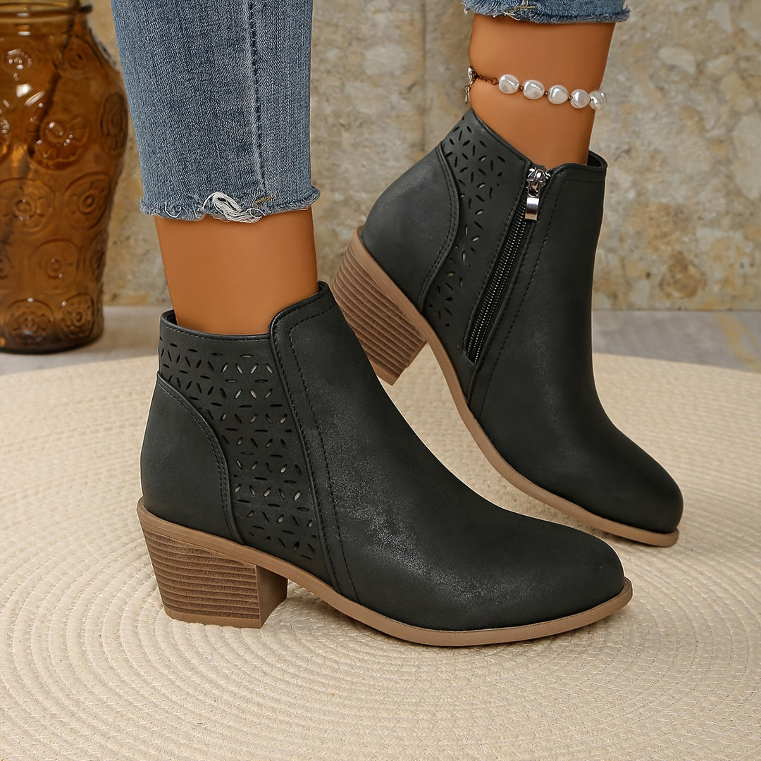 Bottines femme à enfiler avec zip latéral – Greta – vue 1