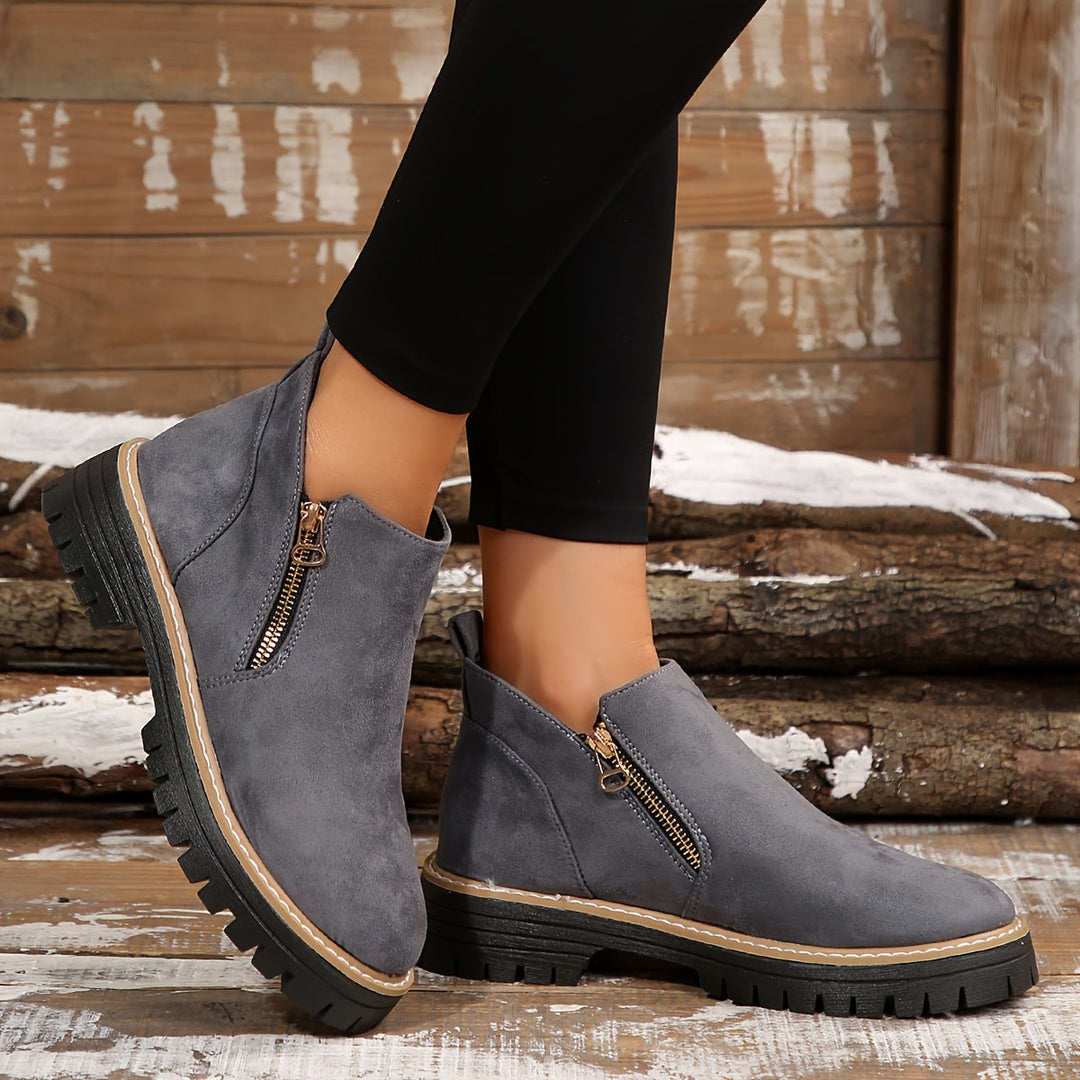 Bottes orthopédiques femme à zip et semelle antidérapante – Raely – Gris