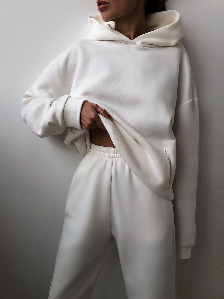Ensemble deux pièces homme en maille à capuche – Cosy – Blanc