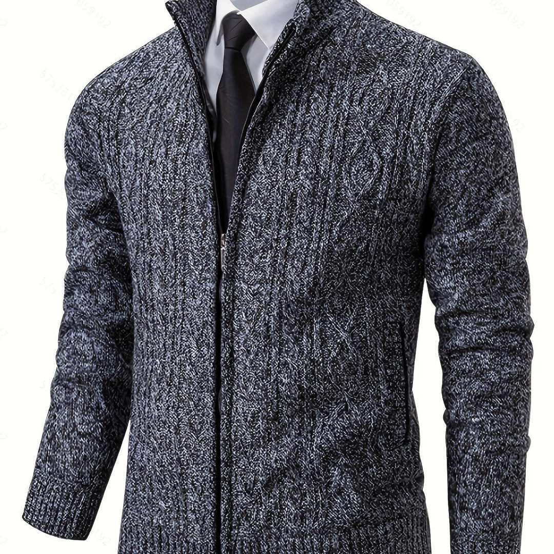 Cardigan zippé homme en maille torsadée à col montant – Henrik – vue 24