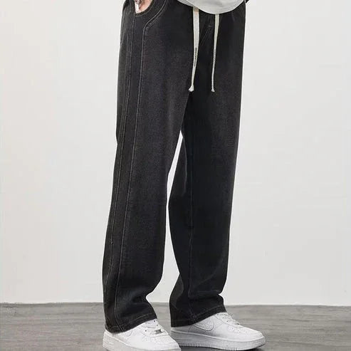 Jean droit homme coupe ample à taille élastique et cordon – Victor - vue 5
