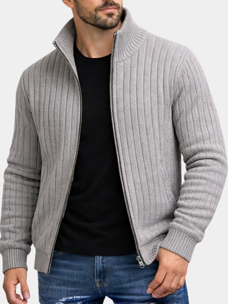 Cardigan zippé homme classique en maille côtelée – Hugo – vue 1