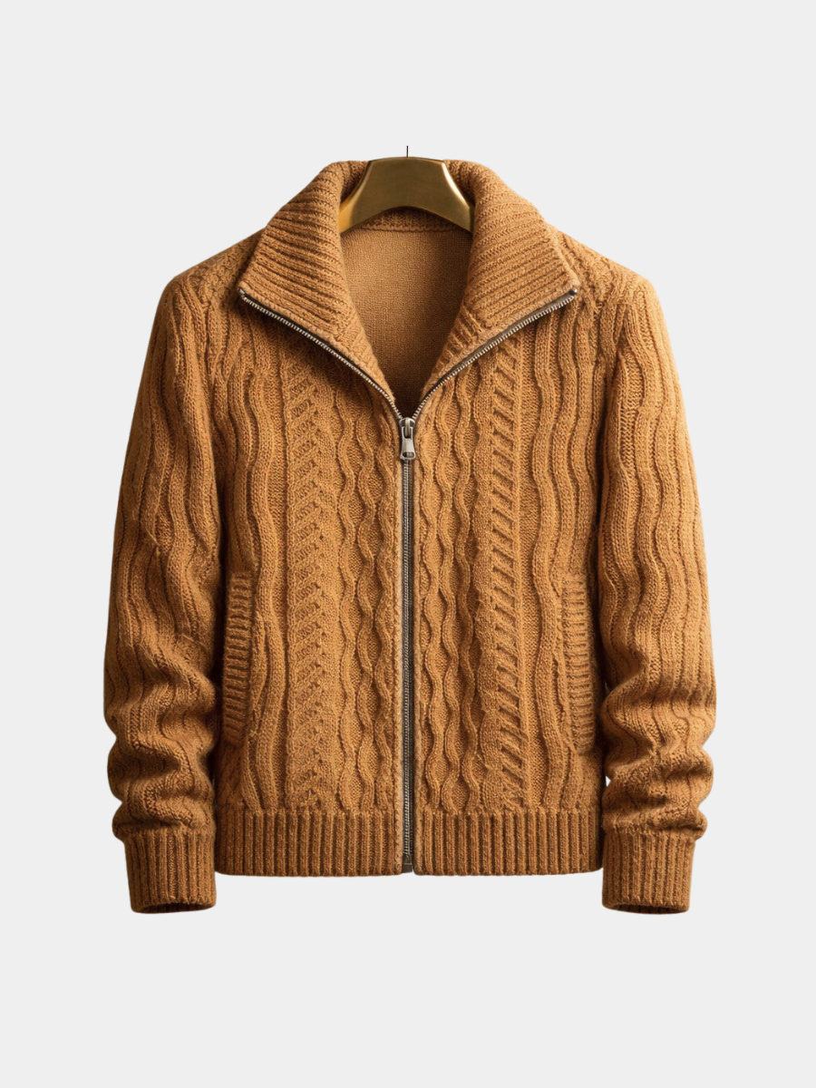 Cardigan zippé homme classique en maille dense à col haut – Sven – vue 1
