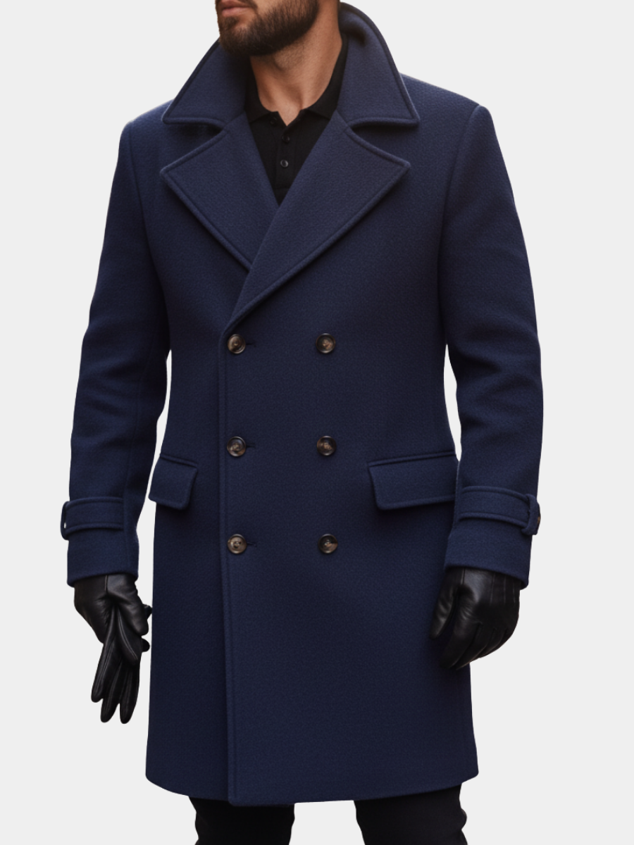 Manteau homme classique en laine à larges revers – Henri – vue 1