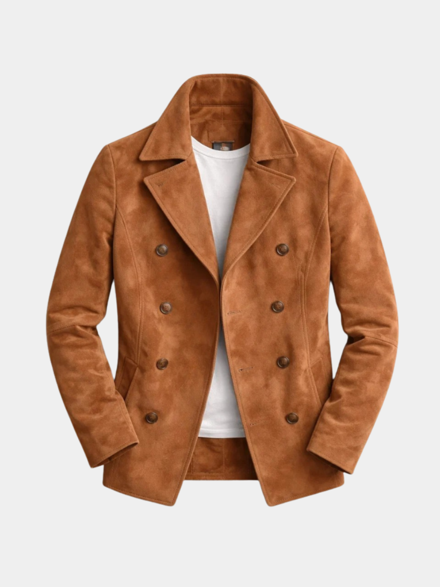 Manteau croisé homme heritage brossé à revers crantés – Aurélien – vue 1
