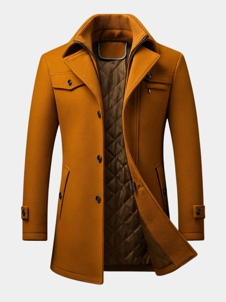 Manteau homme en laine naturelle à doublure matelassée – Édouard – vue 1
