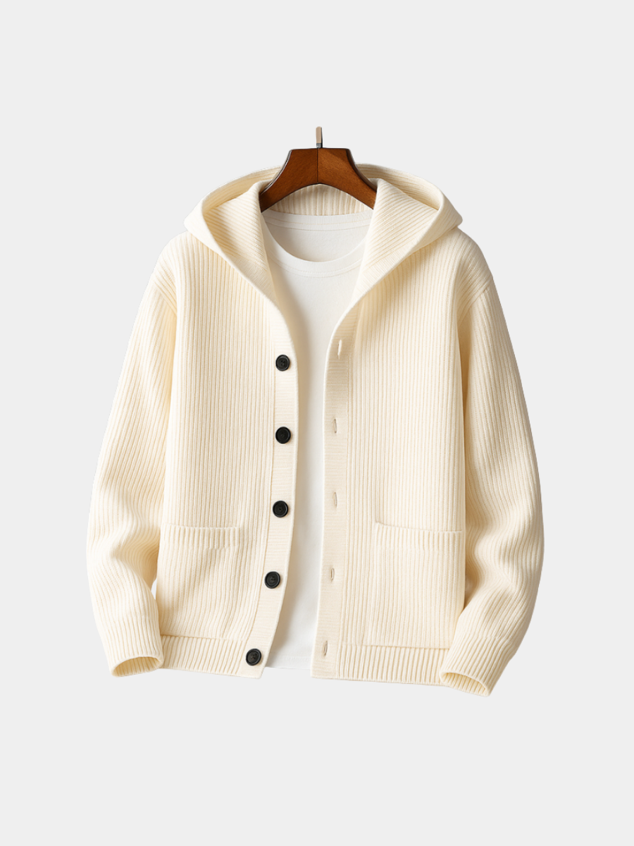 Cardigan à capuche homme en maille isolante – Nils – vue 1