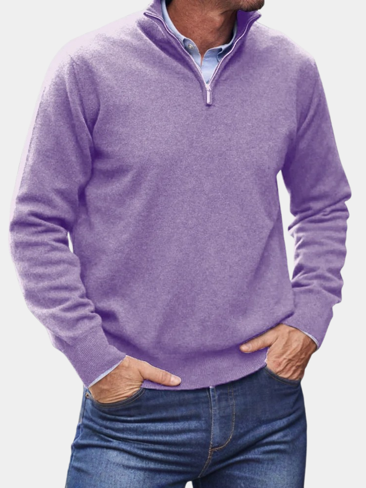 Pull homme douillet à col zippé moderne – Basile – vue 1